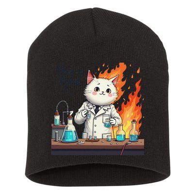 Chemistry Cat Meme This Is Fine Medical Lab Tech Lab Science Short Acrylic Beanie