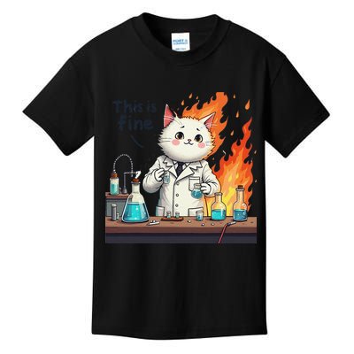 Chemistry Cat Meme This Is Fine Medical Lab Tech Lab Science Kids T-Shirt
