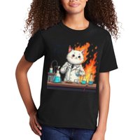 Chemistry Cat Meme This Is Fine Medical Lab Tech Lab Science Kids T-Shirt