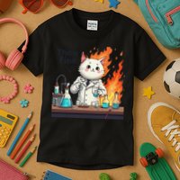 Chemistry Cat Meme This Is Fine Medical Lab Tech Lab Science Kids T-Shirt