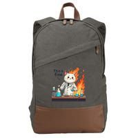 Chemistry Cat Meme This Is Fine Medical Lab Tech Lab Science Cotton Canvas Backpack