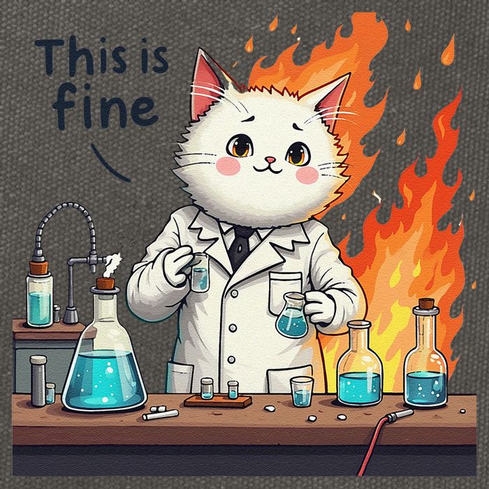 Chemistry Cat Meme This Is Fine Medical Lab Tech Lab Science Cotton Canvas Backpack