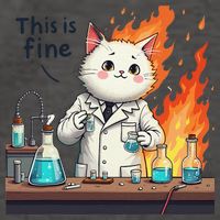 Chemistry Cat Meme This Is Fine Medical Lab Tech Lab Science Vector Backpack