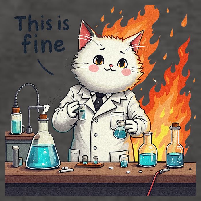 Chemistry Cat Meme This Is Fine Medical Lab Tech Lab Science Vector Backpack