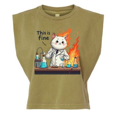 Chemistry Cat Meme This Is Fine Medical Lab Tech Lab Science Garment-Dyed Women's Muscle Tee