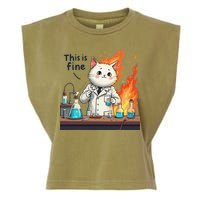 Chemistry Cat Meme This Is Fine Medical Lab Tech Lab Science Garment-Dyed Women's Muscle Tee