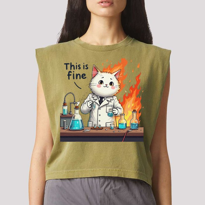 Chemistry Cat Meme This Is Fine Medical Lab Tech Lab Science Garment-Dyed Women's Muscle Tee