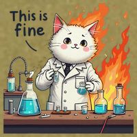 Chemistry Cat Meme This Is Fine Medical Lab Tech Lab Science Garment-Dyed Women's Muscle Tee