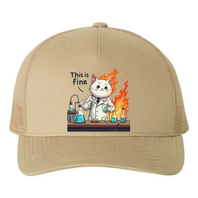 Chemistry Cat Meme This Is Fine Medical Lab Tech Lab Science Yupoong Adult 5-Panel Trucker Hat
