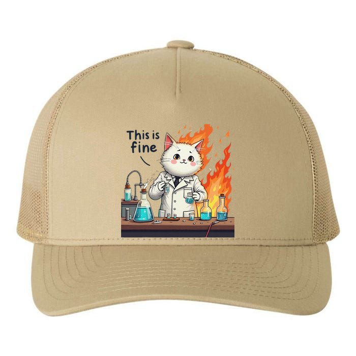 Chemistry Cat Meme This Is Fine Medical Lab Tech Lab Science Yupoong Adult 5-Panel Trucker Hat