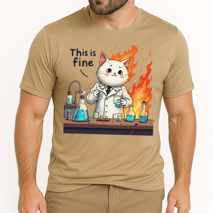 Chemistry Cat Meme This Is Fine Medical Lab Tech Lab Science Performance Shirt