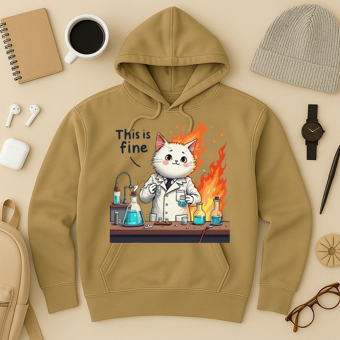 Chemistry Cat Meme This Is Fine Medical Lab Tech Lab Science Hoodie