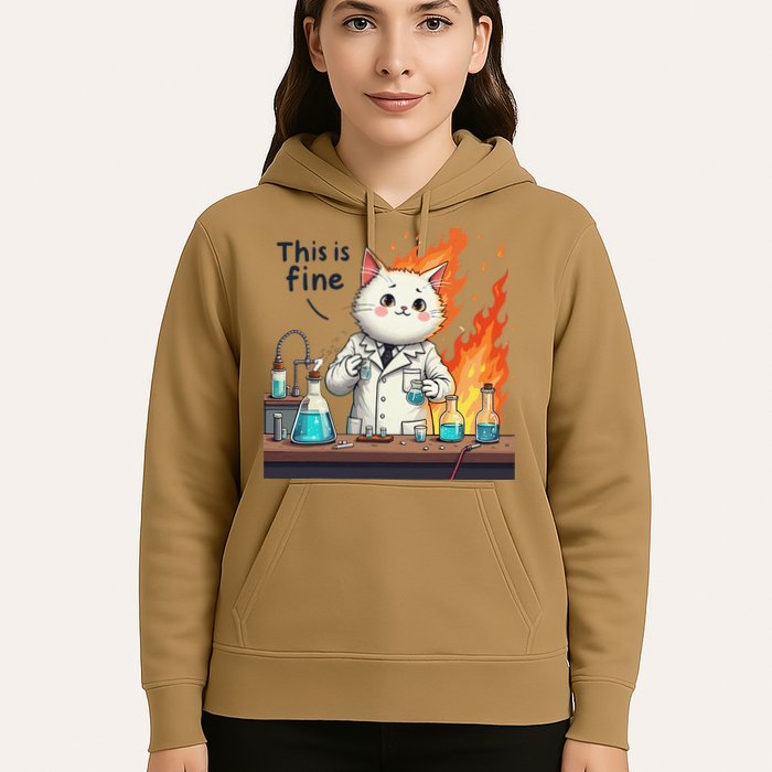 Chemistry Cat Meme This Is Fine Medical Lab Tech Lab Science Hoodie