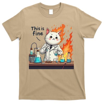 Chemistry Cat Meme This Is Fine Medical Lab Tech Lab Science T-Shirt