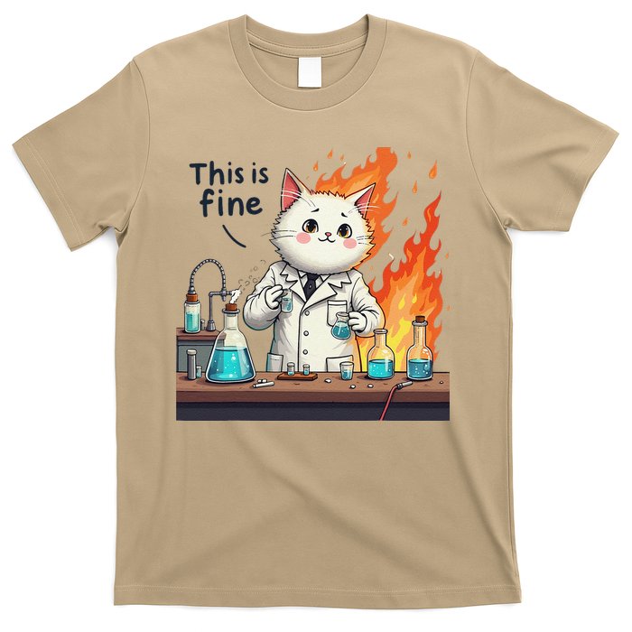 Chemistry Cat Meme This Is Fine Medical Lab Tech Lab Science T-Shirt