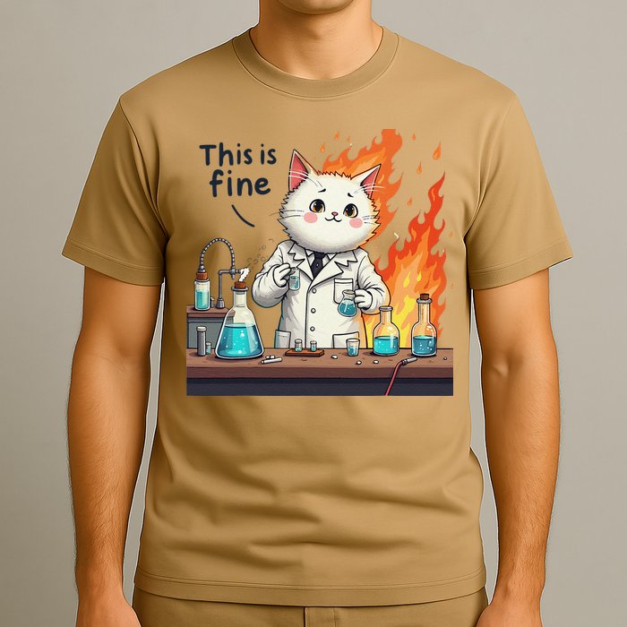 Chemistry Cat Meme This Is Fine Medical Lab Tech Lab Science T-Shirt