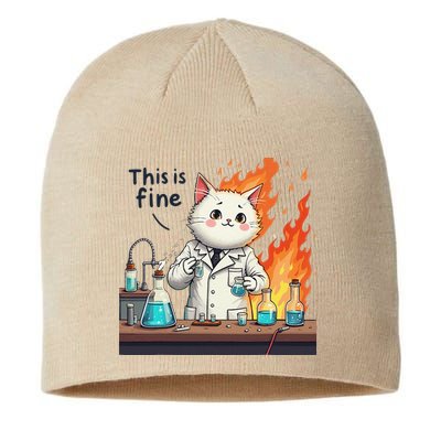 Chemistry Cat Meme This Is Fine Medical Lab Tech Lab Science Sustainable Beanie