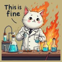 Chemistry Cat Meme This Is Fine Medical Lab Tech Lab Science Cooling Performance Long Sleeve Crew