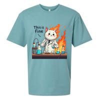 Chemistry Cat Meme This Is Fine Medical Lab Tech Lab Science Sueded Cloud Jersey T-Shirt