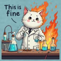 Chemistry Cat Meme This Is Fine Medical Lab Tech Lab Science Sueded Cloud Jersey T-Shirt