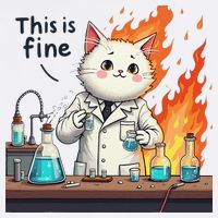 Chemistry Cat Meme This Is Fine Medical Lab Tech Lab Science Garment-Dyed Sweatshirt