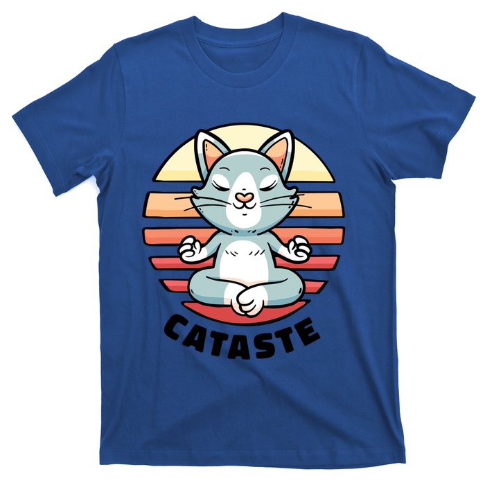 Cute Cat Meditating I Namaste Cataste Yoga Pun Funny Cat Cool Gift T-Shirt