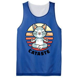 Cute Cat Meditating I Namaste Cataste Yoga Pun Funny Cat Cool Gift Mesh Reversible Basketball Jersey Tank