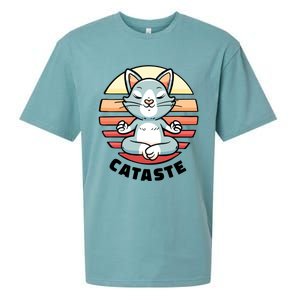 Cute Cat Meditating I Namaste Cataste Yoga Pun Funny Cat Cool Gift Sueded Cloud Jersey T-Shirt