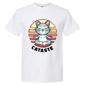 Cute Cat Meditating I Namaste Cataste Yoga Pun Funny Cat Cool Gift Garment-Dyed Heavyweight T-Shirt