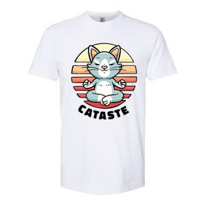 Cute Cat Meditating I Namaste Cataste Yoga Pun Funny Cat Cool Gift Softstyle CVC T-Shirt