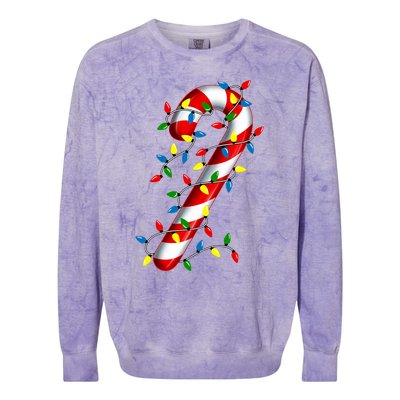 Candy Cane Merry And Bright Christmas Lights Candy Family Colorblast Crewneck Sweatshirt