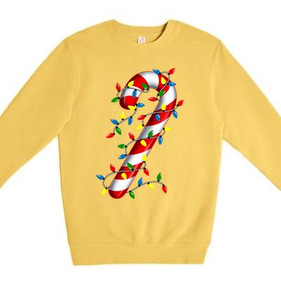 Candy Cane Merry And Bright Christmas Lights Candy Family Premium Crewneck Sweatshirt