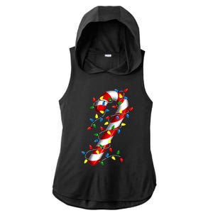 Candy Cane Merry And Bright Christmas Lights Candy Family Ladies PosiCharge Tri-Blend Wicking Draft Hoodie Tank