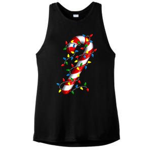 Candy Cane Merry And Bright Christmas Lights Candy Family Ladies PosiCharge Tri-Blend Wicking Tank