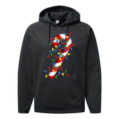 Candy Cane Merry And Bright Christmas Lights Candy Family Performance Fleece Hoodie