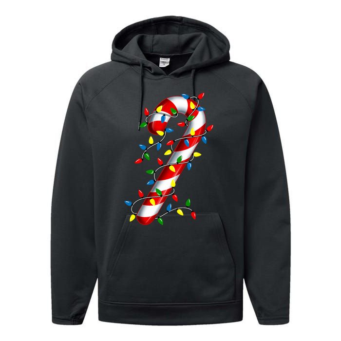 Candy Cane Merry And Bright Christmas Lights Candy Family Performance Fleece Hoodie