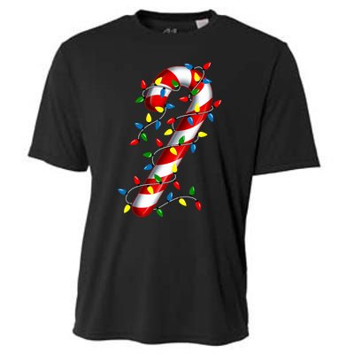 Candy Cane Merry And Bright Christmas Lights Candy Family Cooling Performance Crew T-Shirt