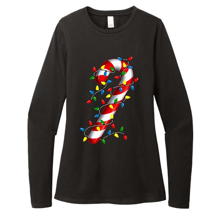 Candy Cane Merry And Bright Christmas Lights Candy Family Womens CVC Long Sleeve Shirt