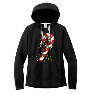 Candy Cane Merry And Bright Christmas Lights Candy Family Women's Fleece Hoodie