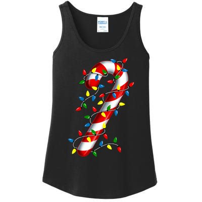 Candy Cane Merry And Bright Christmas Lights Candy Family Ladies Essential Tank