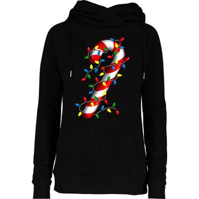 Candy Cane Merry And Bright Christmas Lights Candy Family Womens Funnel Neck Pullover Hood