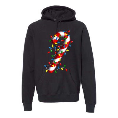 Candy Cane Merry And Bright Christmas Lights Candy Family Premium Hoodie