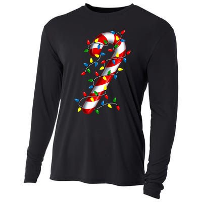 Candy Cane Merry And Bright Christmas Lights Candy Family Cooling Performance Long Sleeve Crew