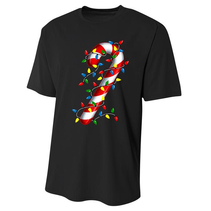 Candy Cane Merry And Bright Christmas Lights Candy Family Performance Sprint T-Shirt