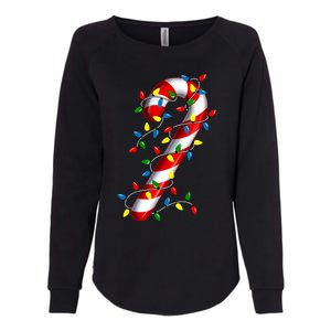 Candy Cane Merry And Bright Christmas Lights Candy Family Womens California Wash Sweatshirt