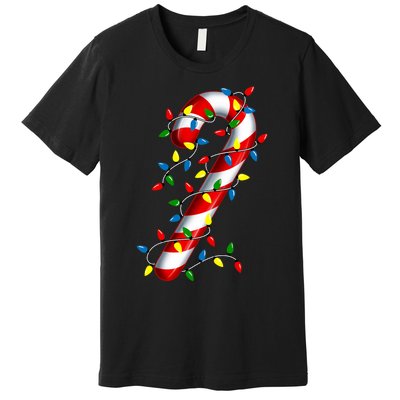 Candy Cane Merry And Bright Christmas Lights Candy Family Premium T-Shirt