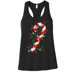 Candy Cane Merry And Bright Christmas Lights Candy Family Women's Racerback Tank