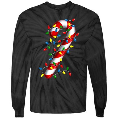 Candy Cane Merry And Bright Christmas Lights Candy Family Tie-Dye Long Sleeve Shirt