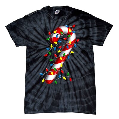 Candy Cane Merry And Bright Christmas Lights Candy Family Tie-Dye T-Shirt