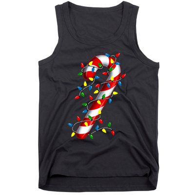 Candy Cane Merry And Bright Christmas Lights Candy Family Tank Top